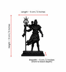 Matte Black Standing Shiva Idol | Mahadev Shiva Car Dashboard Decor