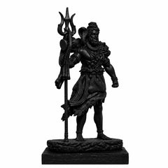 Matte Black Standing Shiva Idol | Mahadev Shiva Car Dashboard Decor