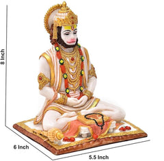 Seated Hanuman Statue | Bajrangbali Murti, Strength, Spiritual Protection Decor