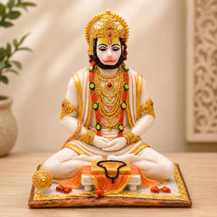 Seated Hanuman Statue | Bajrangbali Murti, Strength, Spiritual Protection Decor