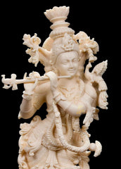 14 Inch Krishna Idol | Ivory Finish Divine Couple Murti, Hindu God Sculpture