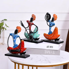 Indian Musician Figurine Set of 3, Cast Iron Folk Art Statue, Tribal Musician Decor, Boho Shelf Accent, Ethnic Home Decor, Housewarming Gift
