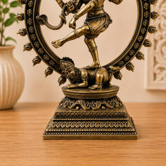 Nataraja Statue, Dancing Shiva Sculpture, Antique Finish Brass Idol, 6 Inch Yoga Decor