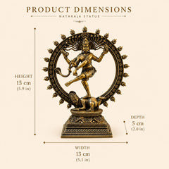 Nataraja Statue, Dancing Shiva Sculpture, Antique Finish Brass Idol, 6 Inch Yoga Decor