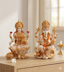 Lakshmi Ganesha Set resin idols, small Hindu idol set, pooja room decor