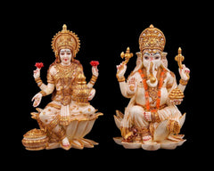 Lakshmi Ganesha Set resin idols, small Hindu idol set, pooja room decor