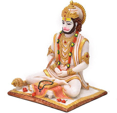 Seated Hanuman Statue | Bajrangbali Murti, Strength, Spiritual Protection Decor