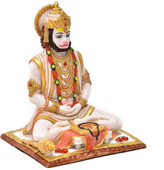 Seated Hanuman Statue | Bajrangbali Murti, Strength, Spiritual Protection Decor