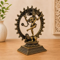 Nataraja Statue, Dancing Shiva Sculpture, Antique Finish Brass Idol, 6 Inch Yoga Decor