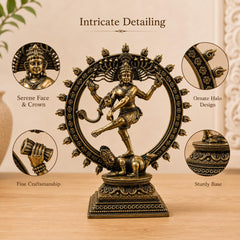 Nataraja Statue, Dancing Shiva Sculpture, Antique Finish Brass Idol, 6 Inch Yoga Decor