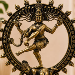 Nataraja Statue, Dancing Shiva Sculpture, Antique Finish Brass Idol, 6 Inch Yoga Decor