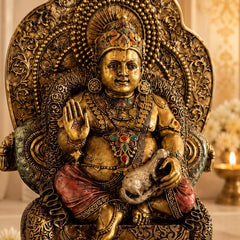Lord Kuber Idol for Wealth, Prosperity | Hindu God of Wealth Statue, Home Temple Decor
