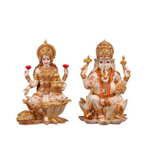 Lakshmi Ganesha Set resin idols, small Hindu idol set, pooja room decor