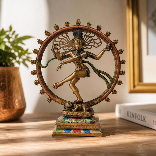 Nataraja Shiva statue bronze look, resin Hindu god decor, altar statue