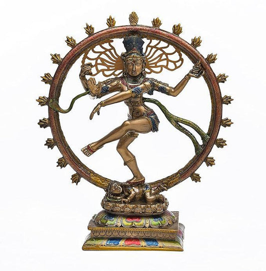 Nataraja Shiva statue bronze look, resin Hindu god decor, altar statue