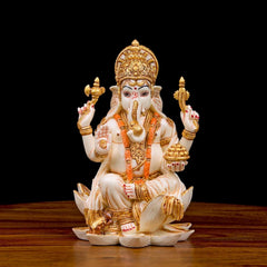 Ganesha Statue Sitting on Lotus | Lord Ganesha Idol, Spiritual Decor