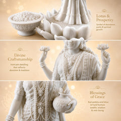 Standing Lakshmi Statue | Marble Dust Resin Idol, Hand Painted Wealth Goddess Home Decor