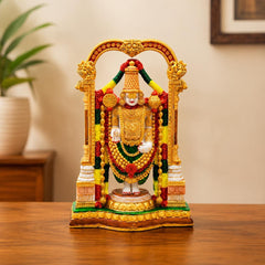 Handcrafted Resin Tirupati Balaji Statue | Lord Venkateswara Swamy Hindu God Murti, Vaishnav Decor