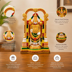 Handcrafted Resin Tirupati Balaji Statue | Lord Venkateswara Swamy Hindu God Murti, Vaishnav Decor