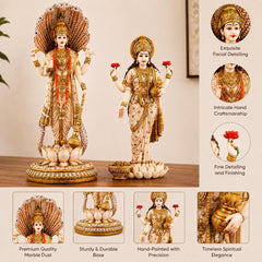 Lakshmi Narayan Statue Set | Vishnu Lakshmi Idols for Wealth, Prosperity, Protection