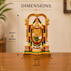 Handcrafted Resin Tirupati Balaji Statue | Lord Venkateswara Swamy Hindu God Murti, Vaishnav Decor