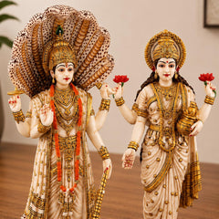 Lakshmi Narayan Statue Set | Vishnu Lakshmi Idols for Wealth, Prosperity, Protection