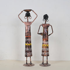 Handicrafted Labour Lady T-Lite pair with Ganesh T-Lite Combo (3 Pcs)