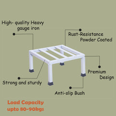 Set Of 8 White Metal Square Stand For Indoor And Outdoor Plants |Thick And Strong Leg