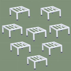 Set Of 8 White Metal Square Stand For Indoor And Outdoor Plants |Thick And Strong Leg