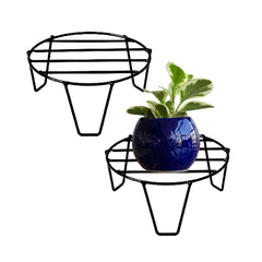 Black Metal Flower Pot/Plant Stand  For Home Garden Balcony Living Room  Decor (Black-Set Of 2)