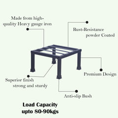 Black  Premium Strong Flower Pot / Gamla Square Stand For Indoor And Outdoor Plants | Square Shape Thick And Strong Leg For Garden,  Set Of 2