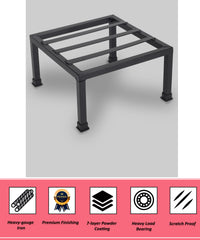 Black  Premium Strong Flower Pot / Gamla Square Stand For Indoor And Outdoor Plants | Square Shape Thick And Strong Leg For Garden,  Set Of 2