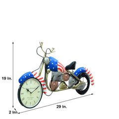 Metal American Bike Wall Clock - Decorative Home & Office Clock For Gifting