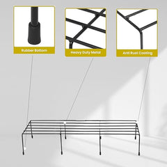 Black  Anti Rust Metal Plant Stand With Bottom Rubber For Balcony Garden, Set Of 2 Pot Stand, Indoor & Outdoor Pot Stand (2Ft-Black)
