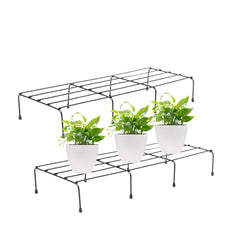 Black  Anti Rust Metal Plant Stand With Bottom Rubber For Balcony Garden, Set Of 2 Pot Stand, Indoor & Outdoor Pot Stand (2Ft-Black)