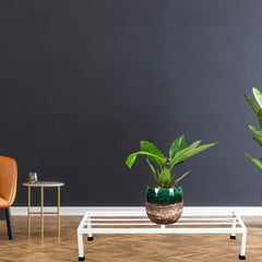 Pack Of 4 White  24 Inches Rectangular Shape Metal Plant Stand, Indoor/Outdoor-Flower Pot Stand Free Standing