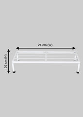 Pack Of 4 White  24 Inches Rectangular Shape Metal Plant Stand, Indoor/Outdoor-Flower Pot Stand Free Standing