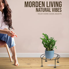 Black Metal Flower Pot/Plant Stand  For Home Garden Balcony Living Room  Decor (Black-5)