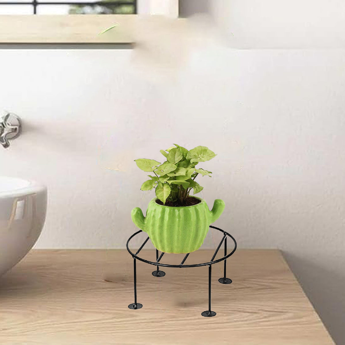 Black Metal Flower Pot/Plant Stand  For Home Garden Balcony Living Room  Decor (Black-5)