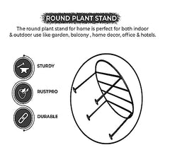 Black Metal Flower Pot/Plant Stand  For Home Garden Balcony Living Room  Decor (Black-5)