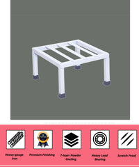 Set Of 4 White Metal Square Stand For Indoor And Outdoor Plants | Thick And Strong Leg