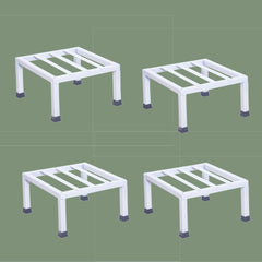 Set Of 4 White Metal Square Stand For Indoor And Outdoor Plants | Thick And Strong Leg