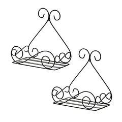 Set Of 2 Black Metal Wall Mount Stand For Indoor & Outdoor Planters | Home Decor Ideal For Garden Balcony Living Room