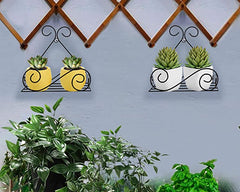 Set Of 2 Black Metal Wall Mount Stand For Indoor & Outdoor Planters | Home Decor Ideal For Garden Balcony Living Room