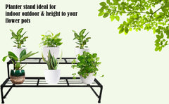 Black 2 Step Stand For Multiple Plants And Pots Stand,  Indoor Shelf Holder Rack, Gardening Stand, Indoor Outdoor (Black)