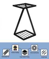 Black Z Shape Plant Stand/Flower Shelf For Garden/Balcony/ Corner Display/Double Decker Window Planted Stand, Black