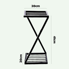 Black Z Shape Plant Stand/Flower Shelf For Garden/Balcony/ Corner Display/Double Decker Window Planted Stand, Black