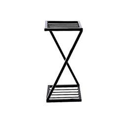 Black Z Shape Plant Stand/Flower Shelf For Garden/Balcony/ Corner Display/Double Decker Window Planted Stand, Black