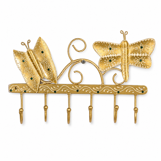 Butterfly Key Holder | Handmade Indian Folk Art Wall Decor, Boho Organizer