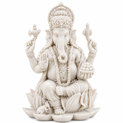 Ganesha Statue Sitting on Lotus | Lord Ganesha Idol, Spiritual Decor